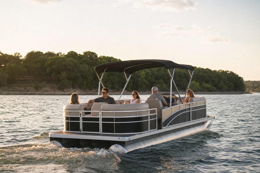 A captained pontoon on Lake Ray Hubbard